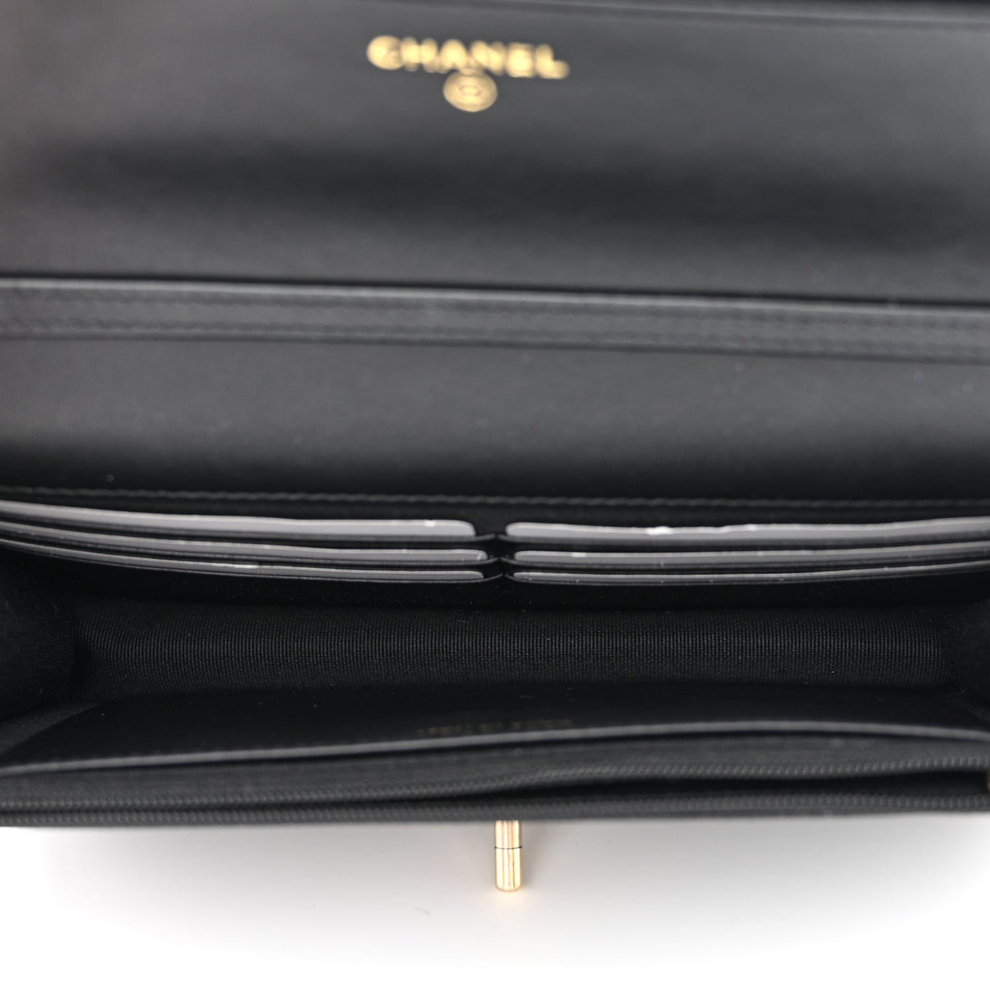 Caviar Quilted Camellia Wallet On Chain WOC Black