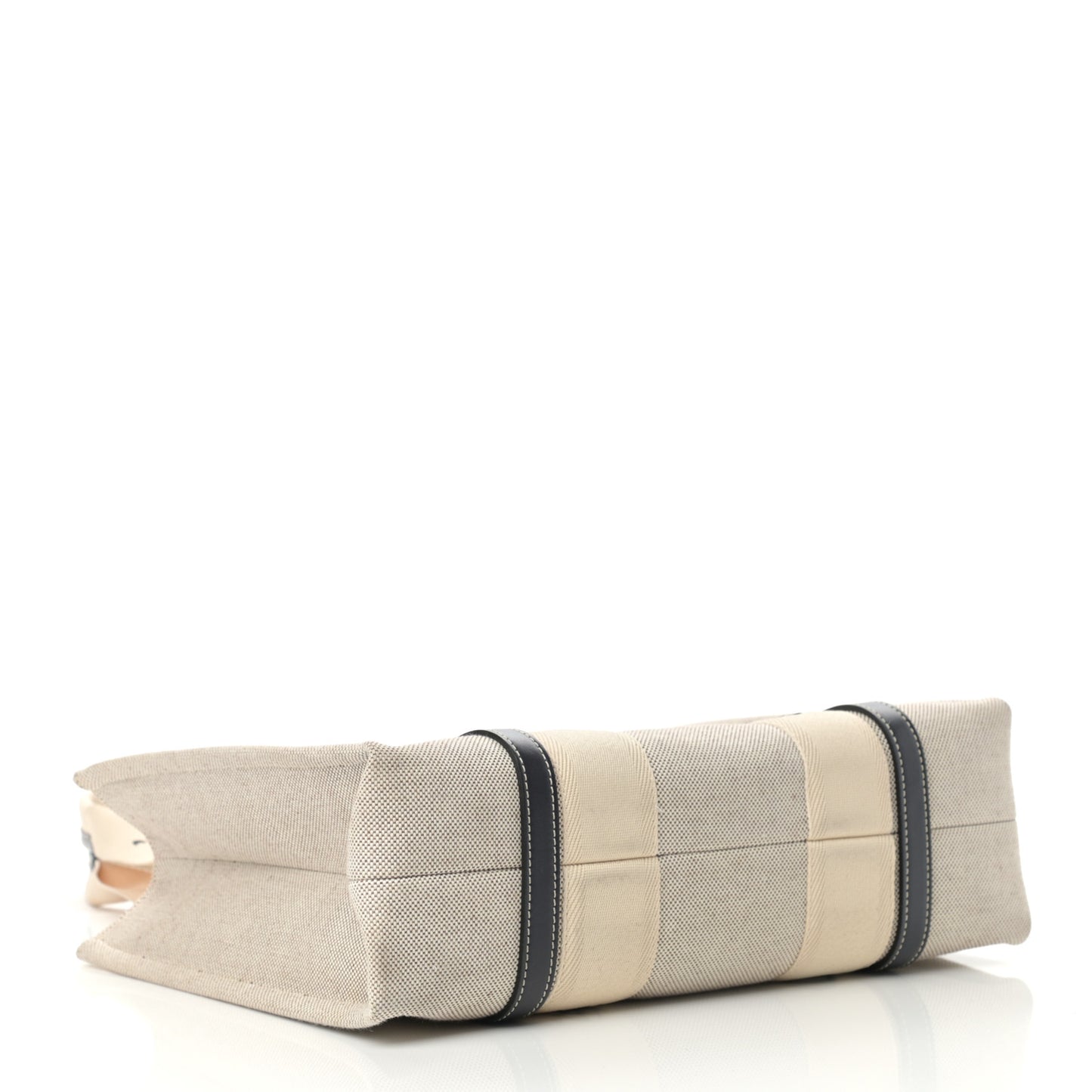 Cotton Calfskin Medium Woody Ribbon Tote White Black