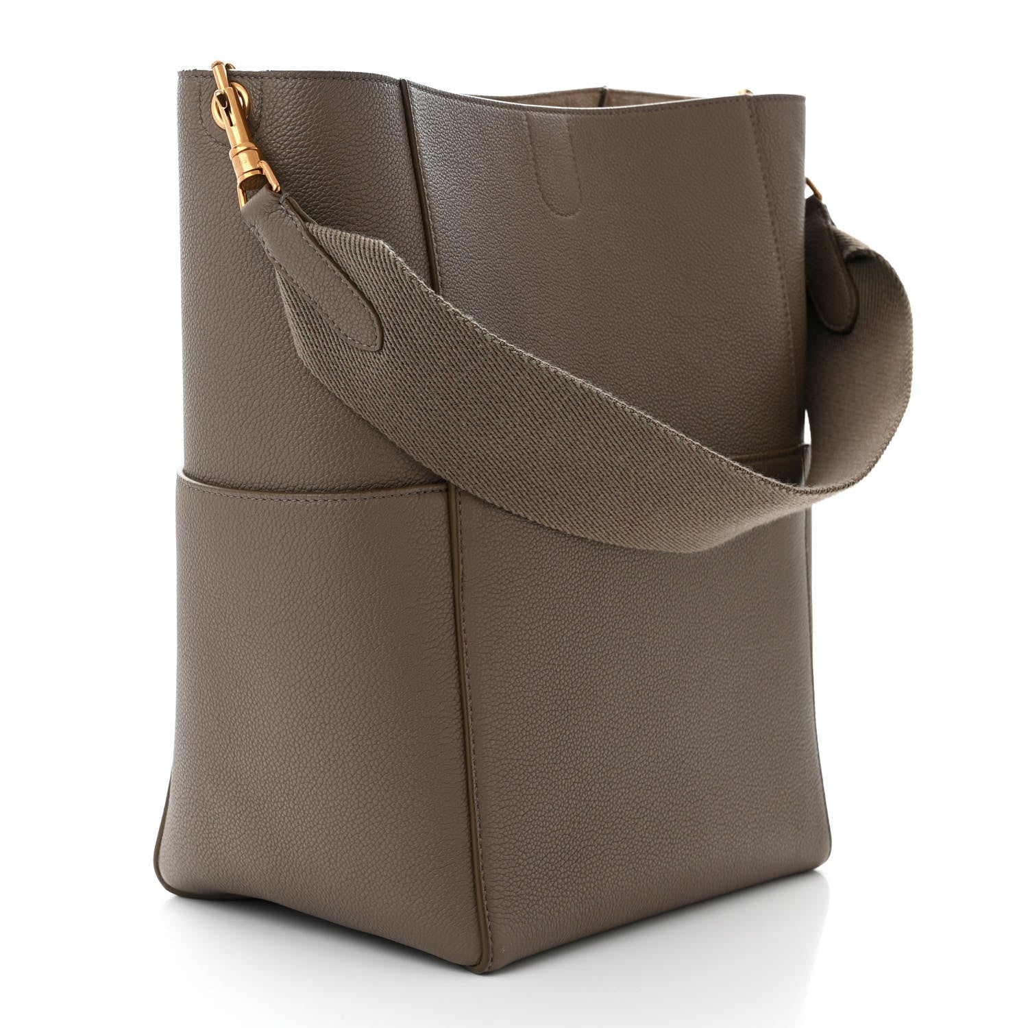 Celine Soft Grained Calfskin Sangle Bucket Bag Taupe 3 of 11