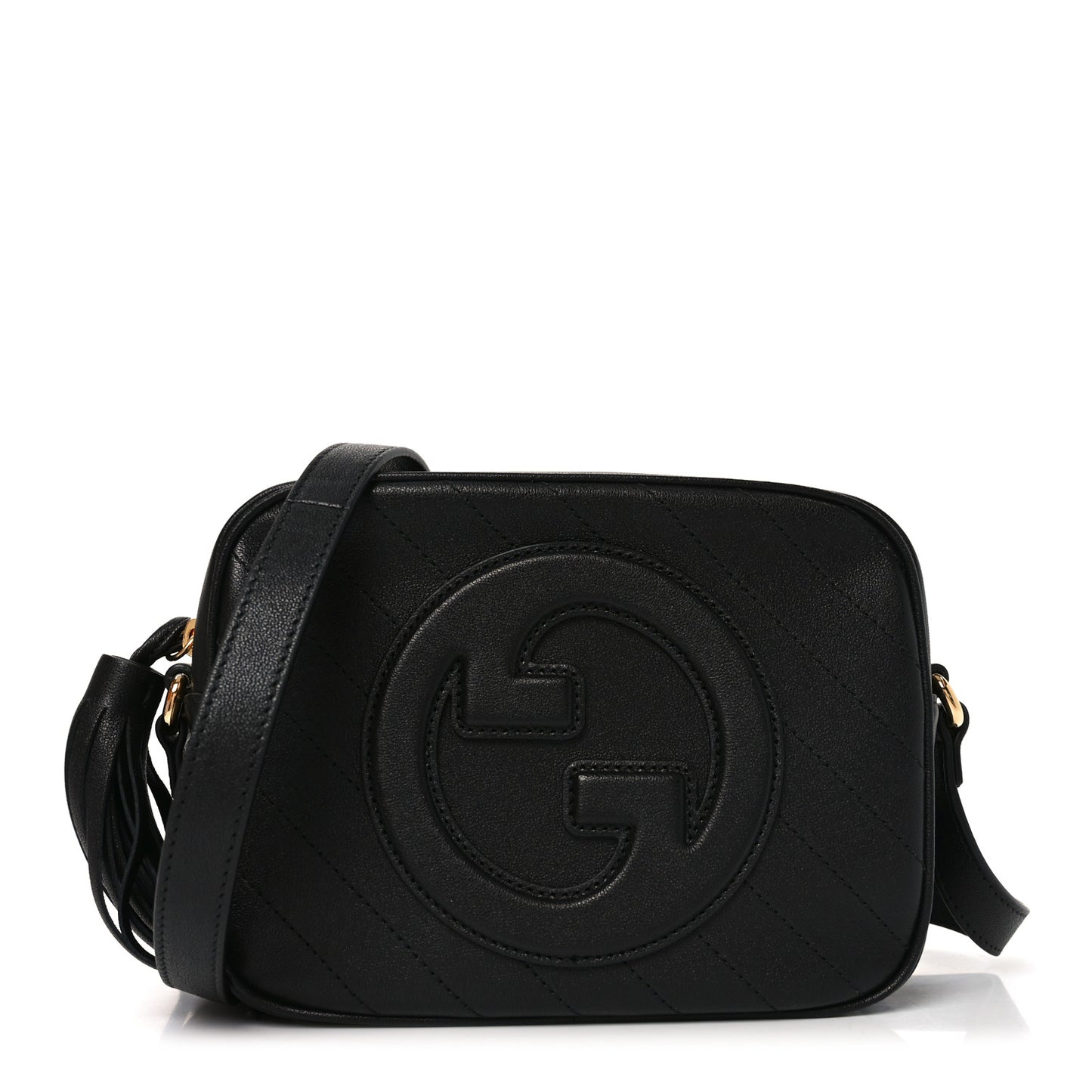 Sakai Be Green Calfskin Diagonal Stitched Small Blondie Shoulder Bag Black