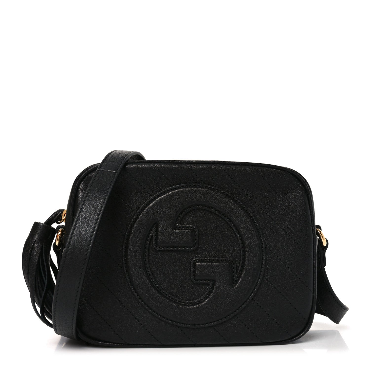 Gucci Sakai Be Green Calfskin Diagonal Stitched Small Blondie Shoulder Bag Black 1 of 11