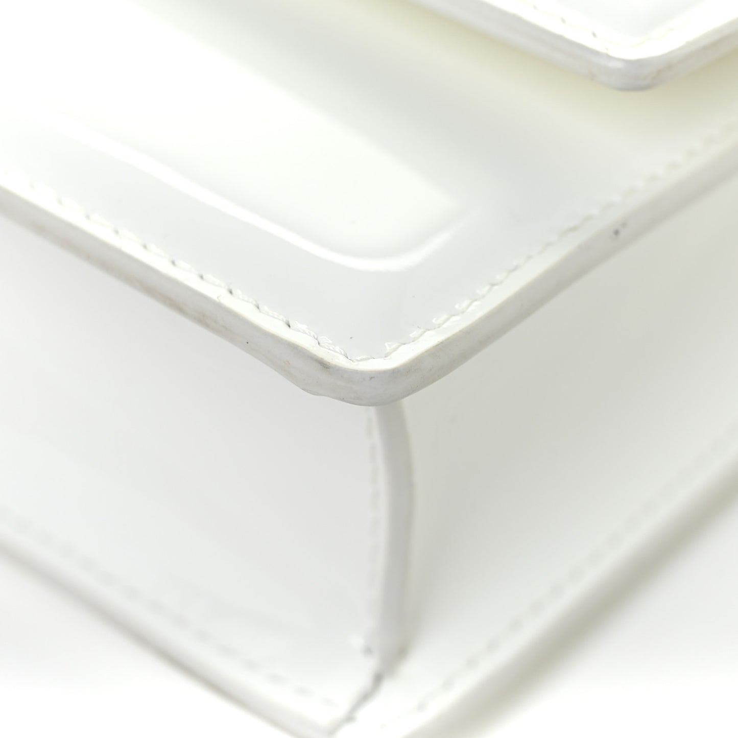 Patent Quilted Small 4G Chain Shoulder Bag White