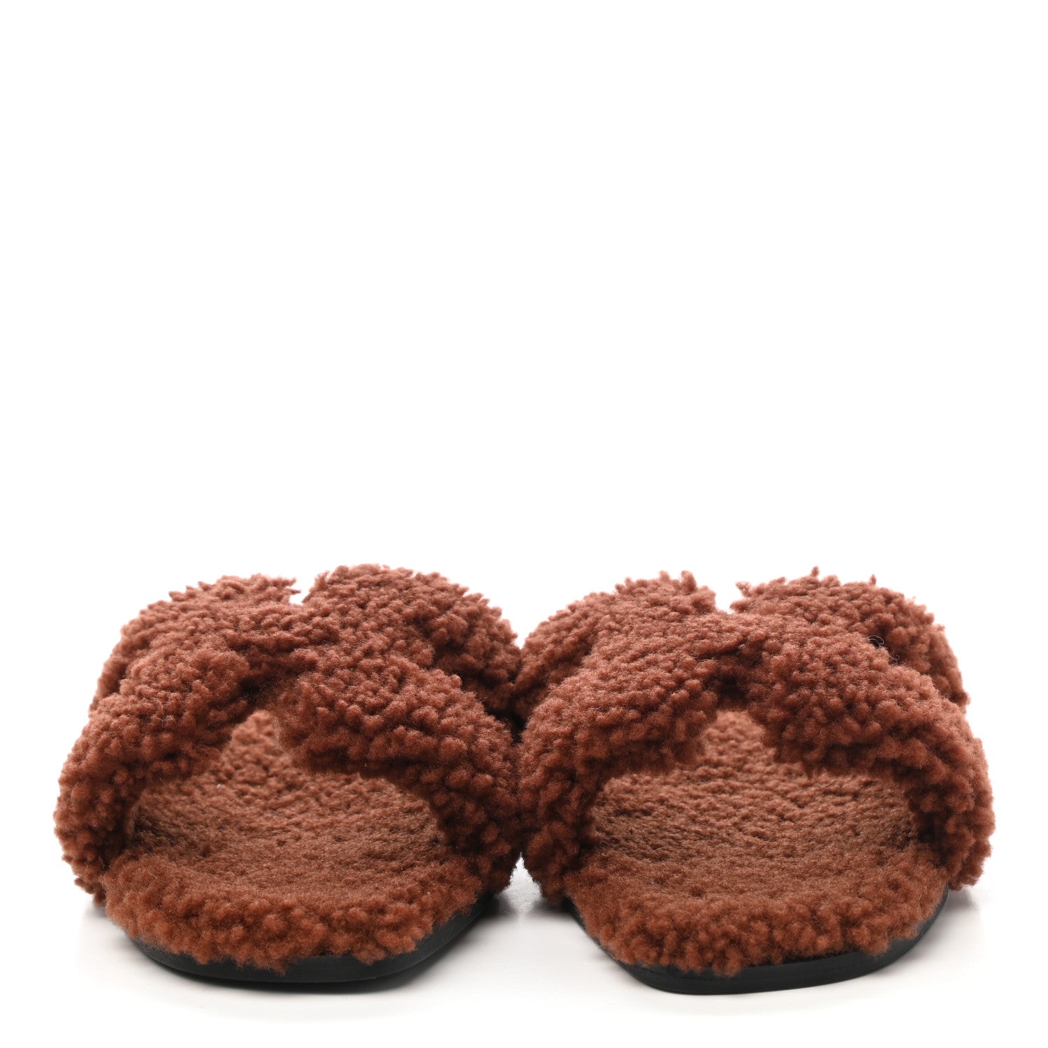 Hermes Woolskin Oran Sandals 38.5 Cognac 2 of 8
