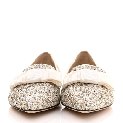 Jimmy Choo Glitter Fabric Gala Viola Flats 36 Moon Sand 2 of 8