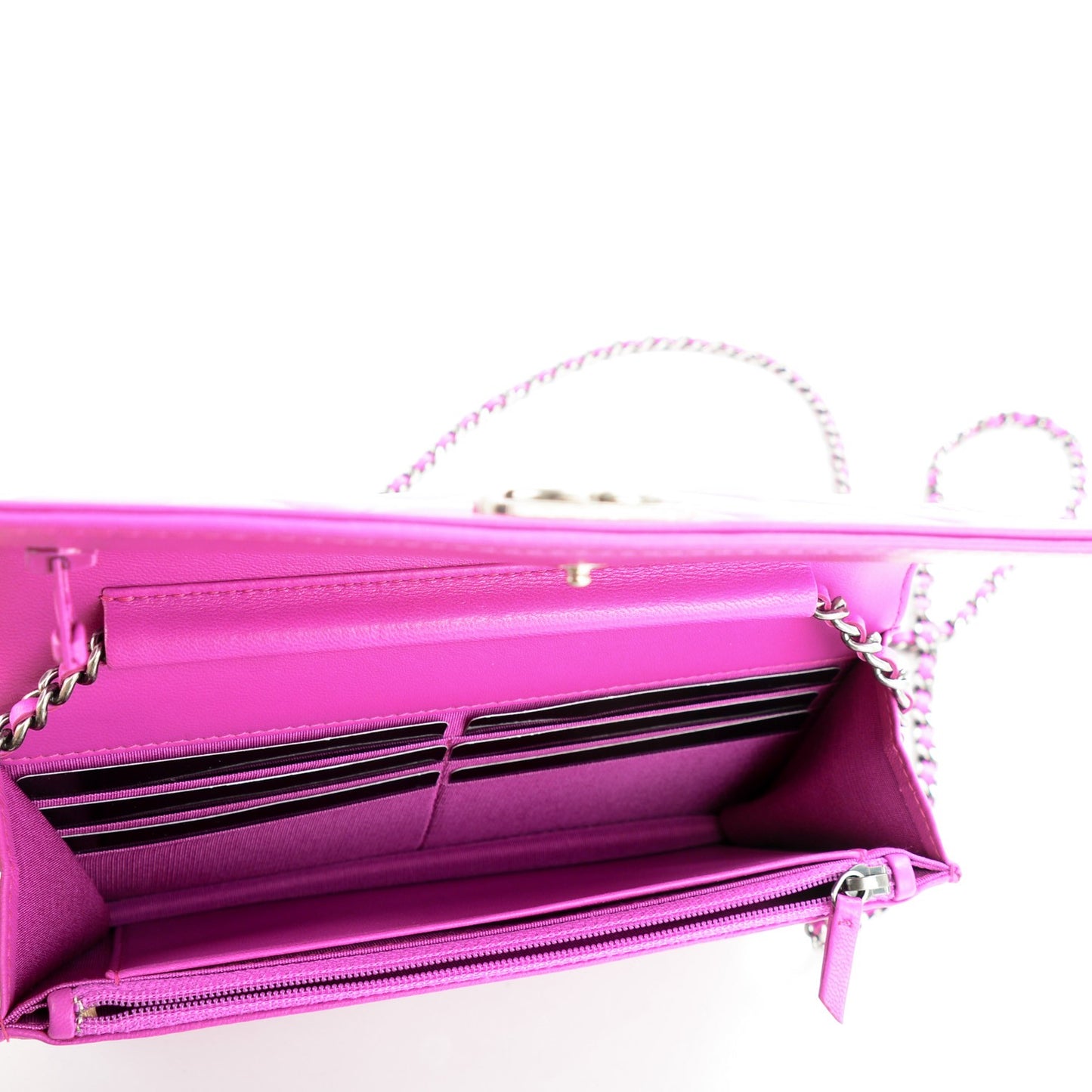 Lambskin Quilted Boy Wallet On Chain WOC Fuchsia