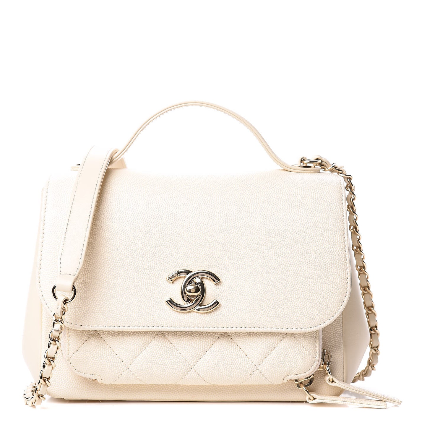 Caviar Quilted Small Business Affinity Flap White
