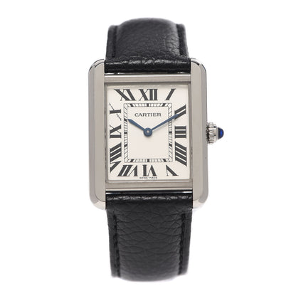 Cartier Stainless Steel Calfskin 24mm Tank Solo Quartz Watch 1 of 7