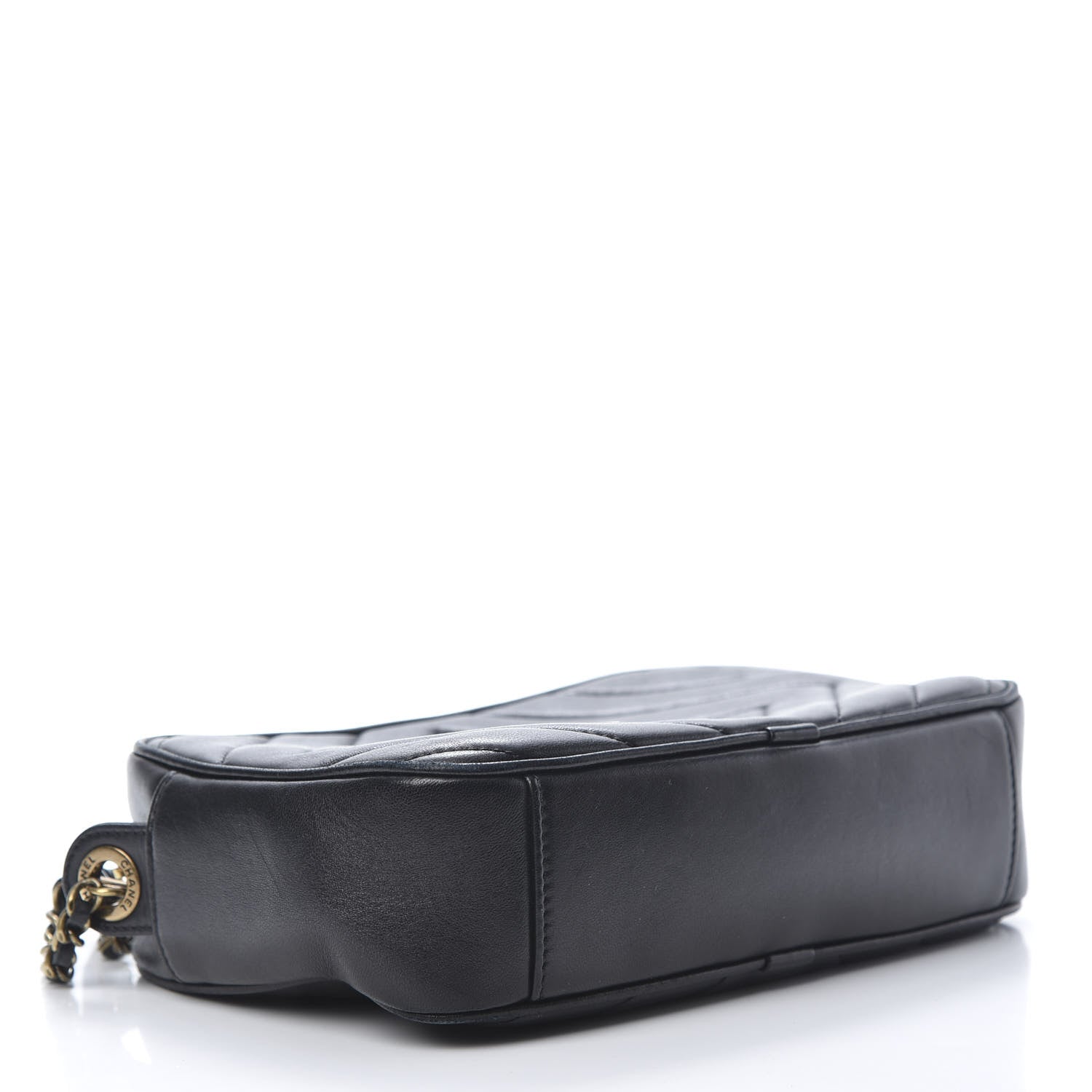 Chanel Lambskin Chevron Quilted Pyramid CC Camera Case Black 4 of 13