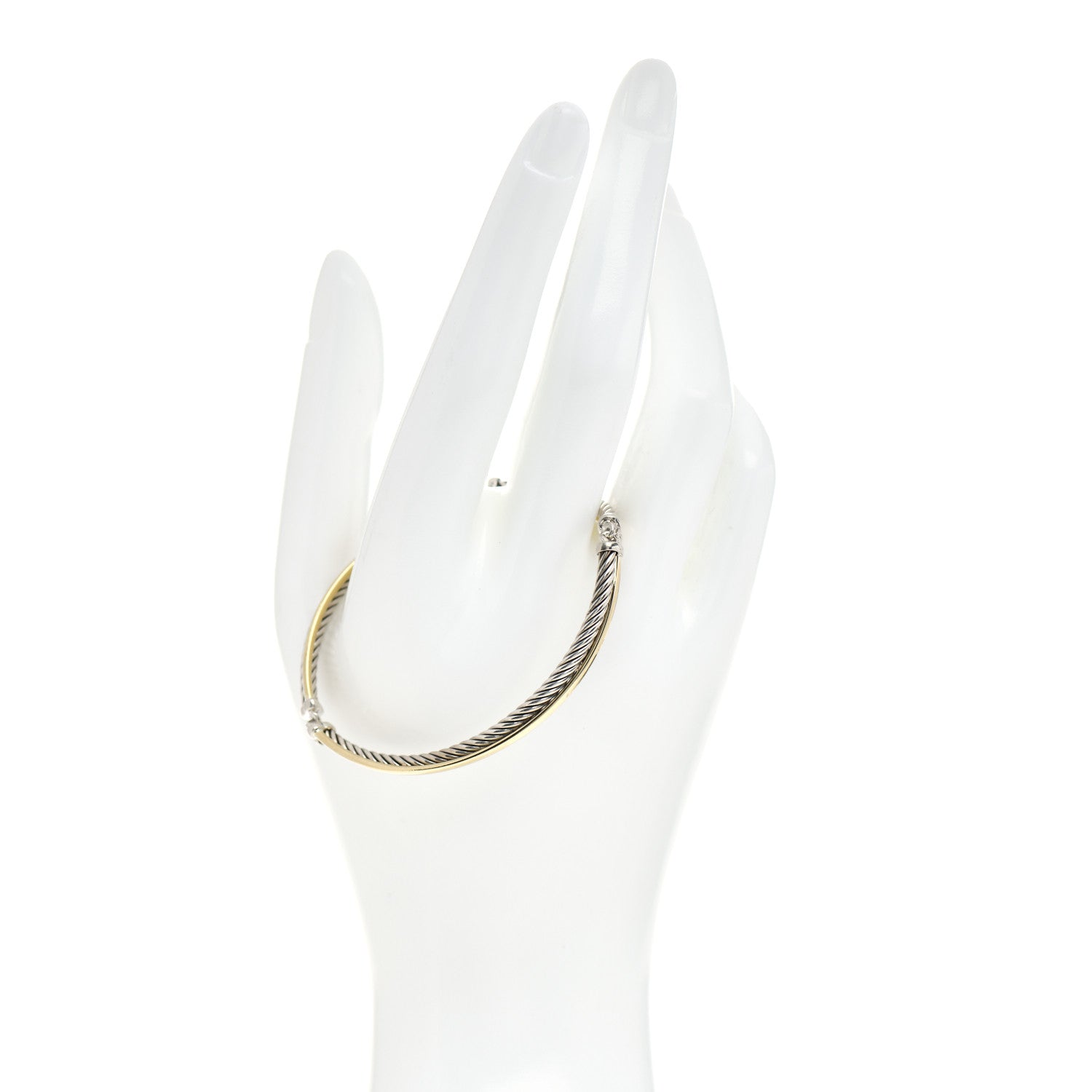 David Yurman Sterling Silver 18K Yellow Gold 3mm Crossover Bracelet 2 of 4