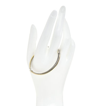 David Yurman Sterling Silver 18K Yellow Gold 3mm Crossover Bracelet 2 of 4