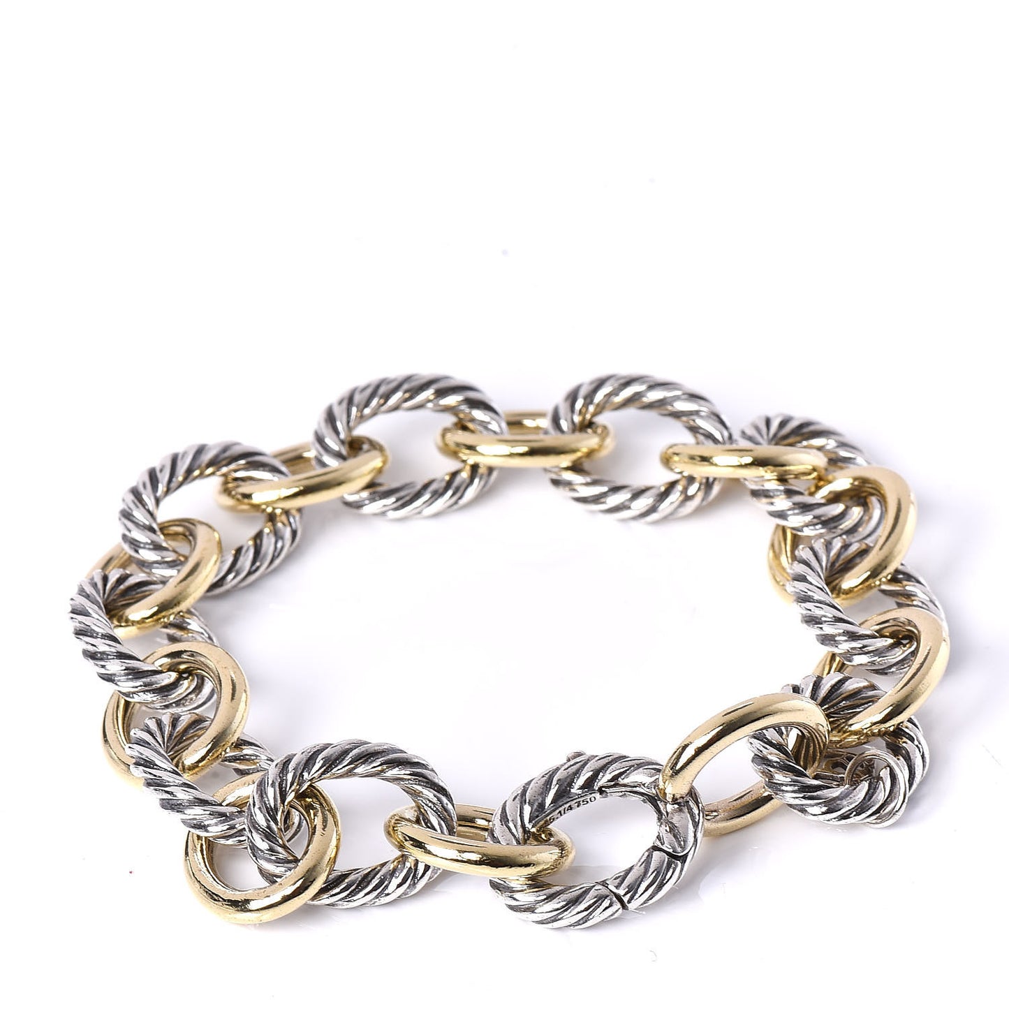 Sterling Silver 18K Yellow Gold 12mm Large Oval Link Bracelet