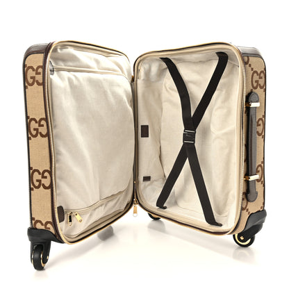 Gucci Monogram Jumbo GG Textured Dollar Calfskin Web Small Savoy Cabin Trolley Camel Ebony New Acero 4 of 8