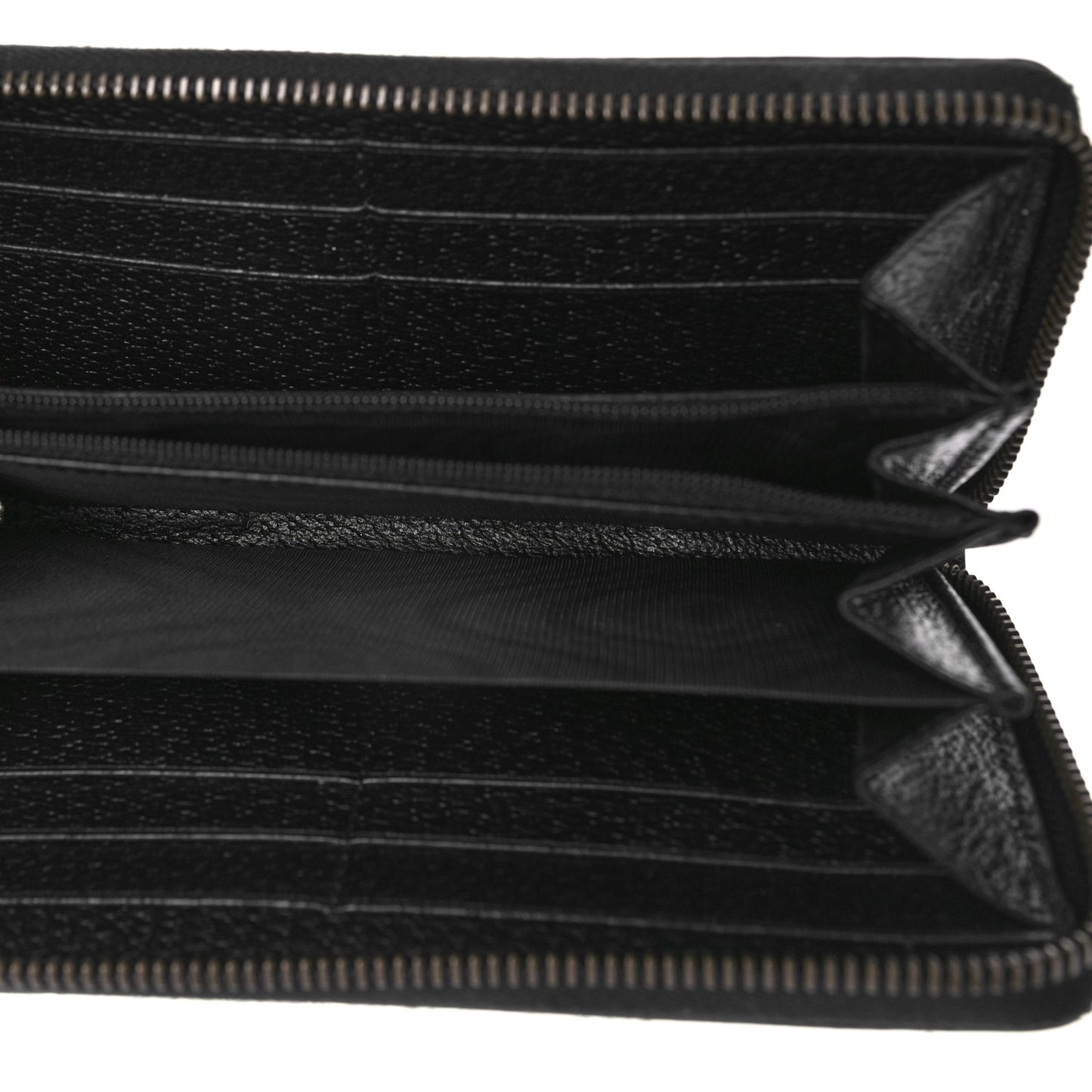 Dollar Calfskin Bee Star Zip Around Wallet Black