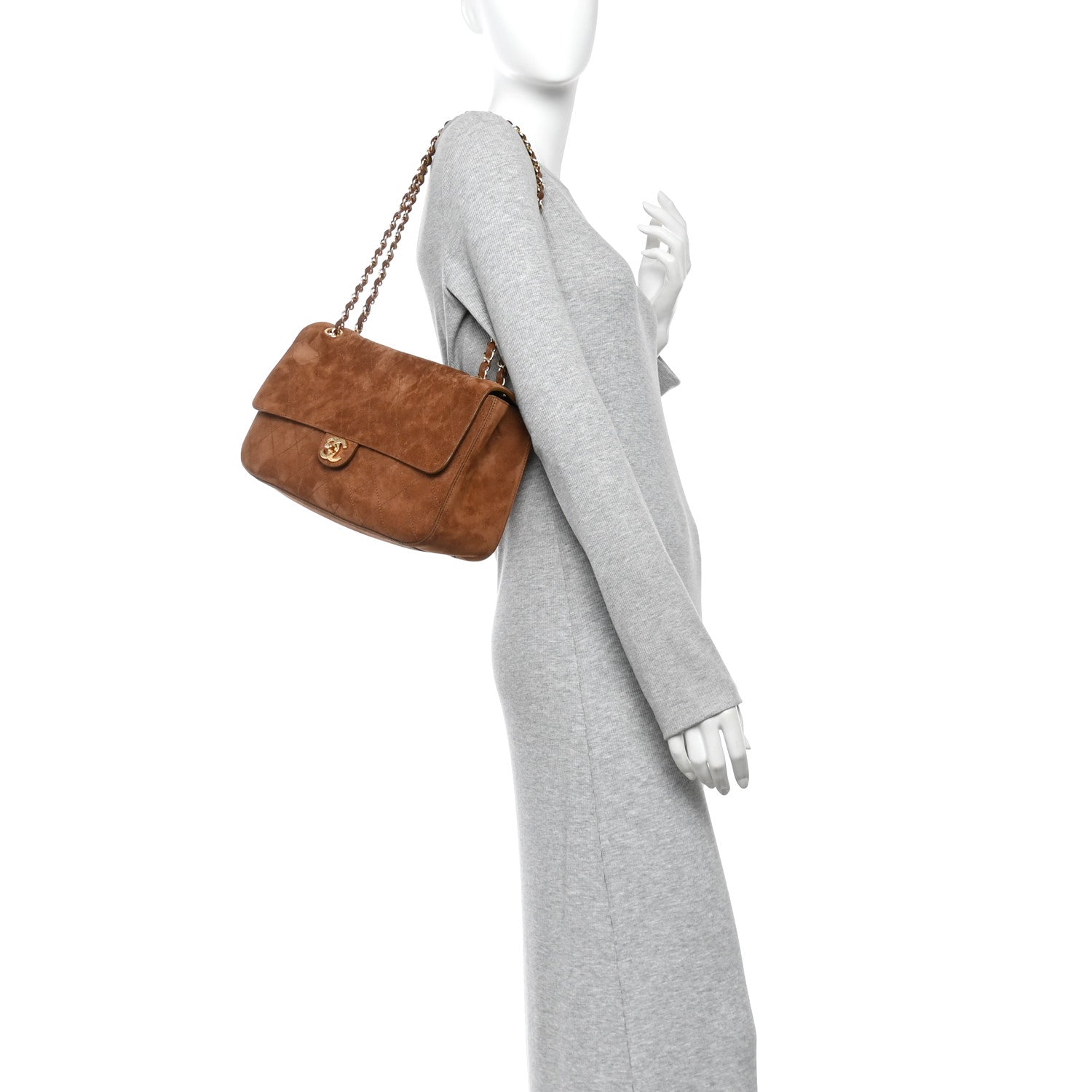 Chanel Suede Calfskin Small Souplissimo Maxi Flap Camel 2 of 11