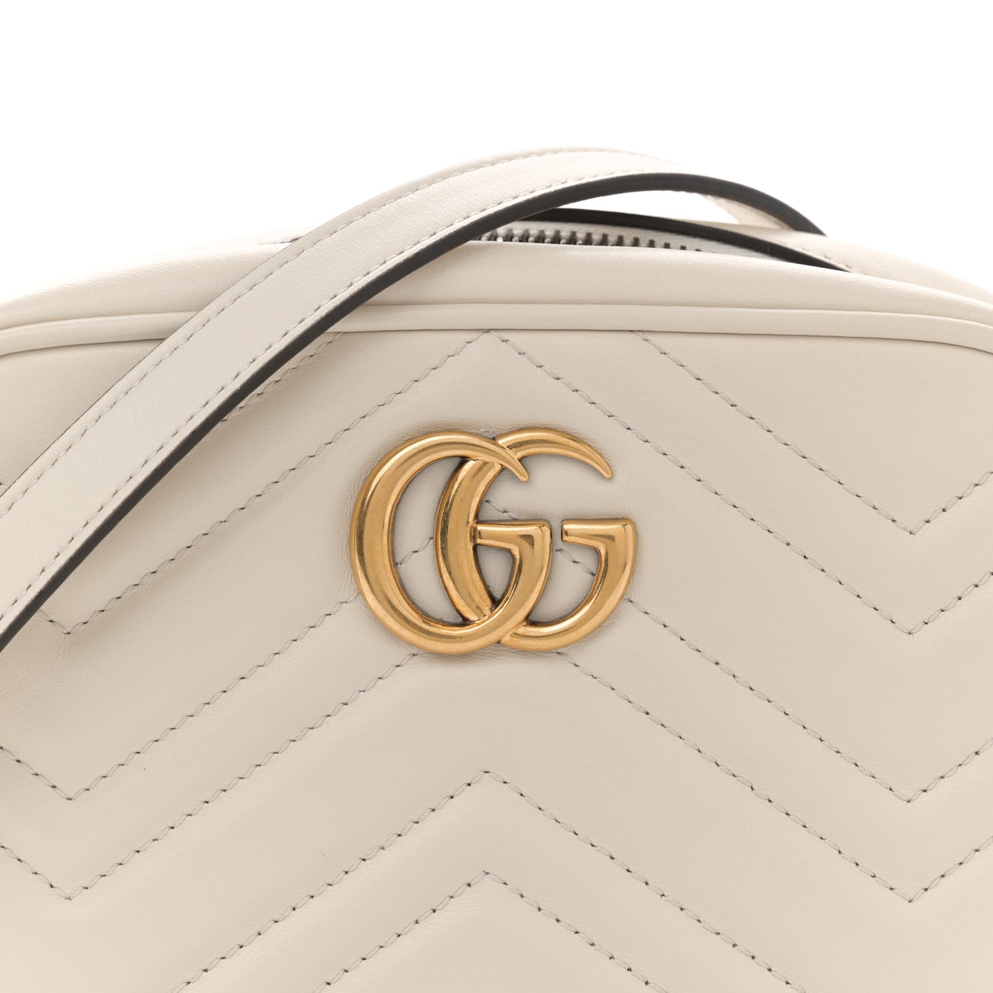 Calfskin Matelasse Mini GG Marmont Chain Shoulder Bag White