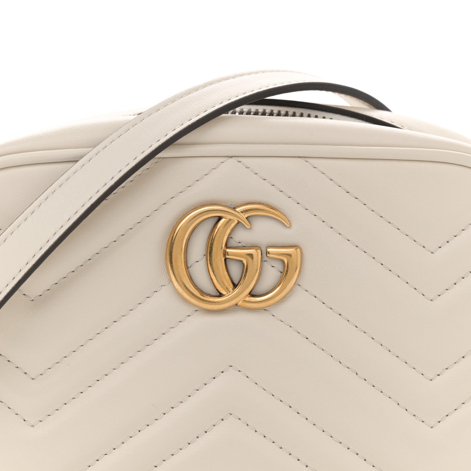Gucci Calfskin Matelasse Mini GG Marmont Chain Shoulder Bag White 8 of 10