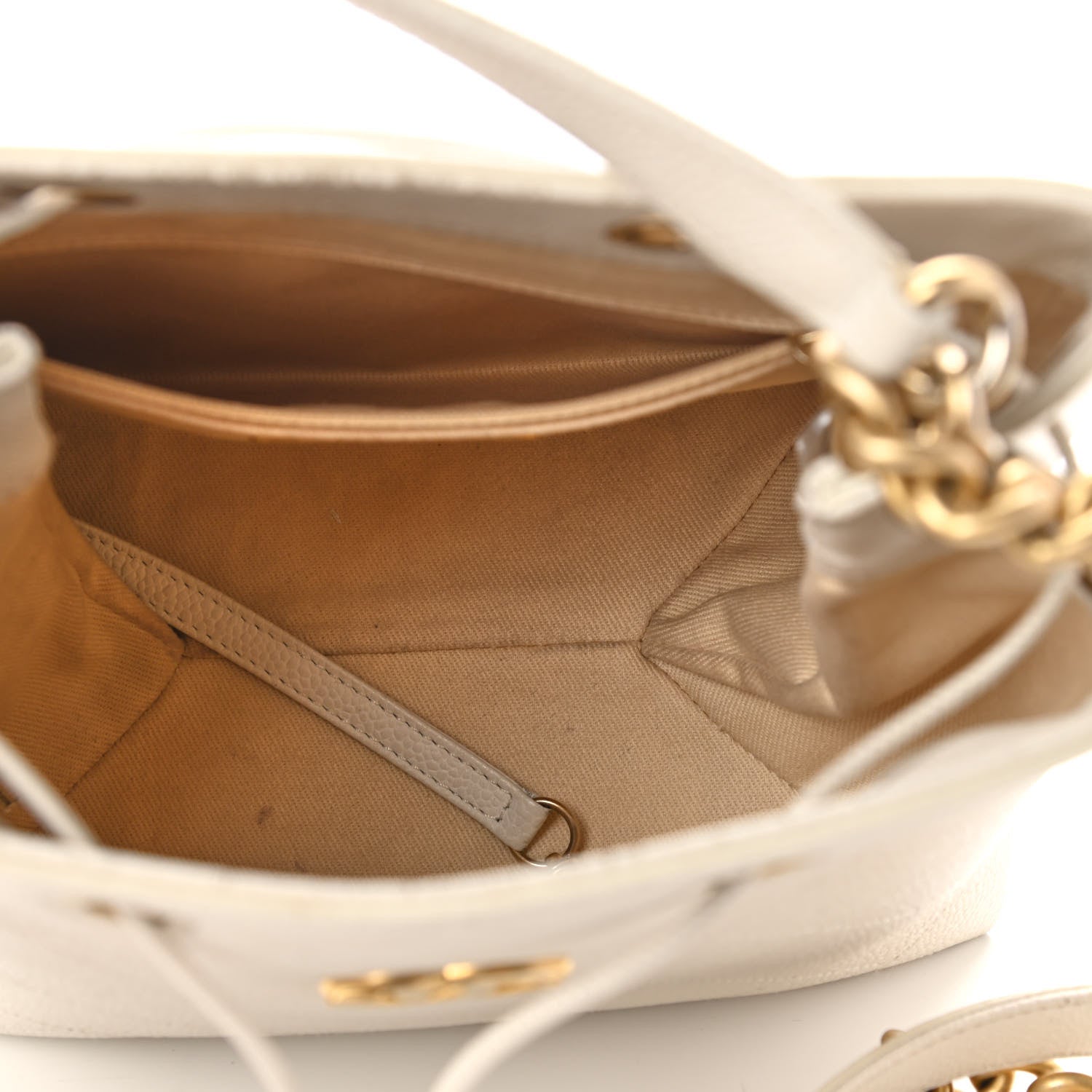 Chanel Grained Calfskin Stitched Small Drawstring Bag White 4 of 9