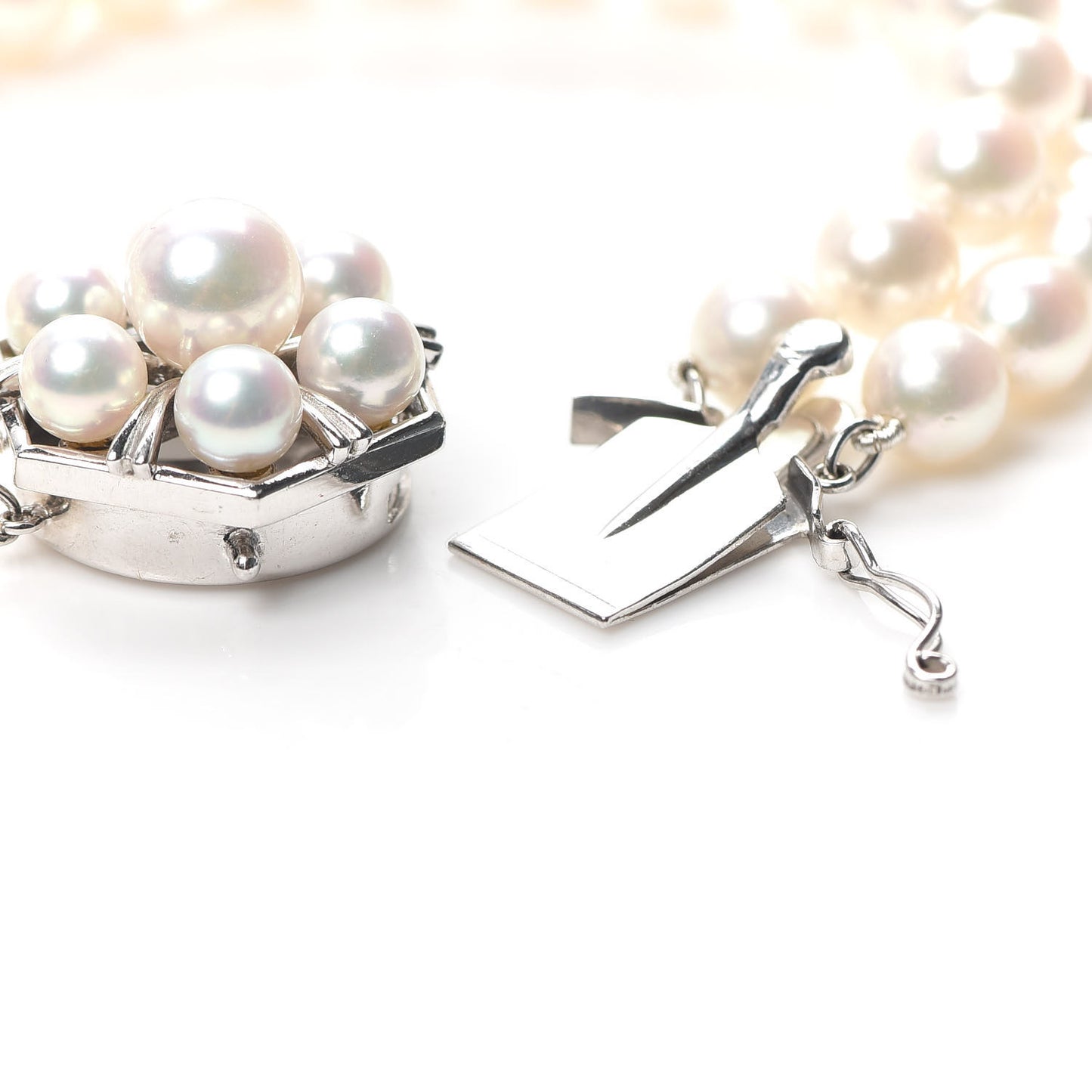 14K White Gold Akoya Pearl 6-7mm Double Strand Bracelet