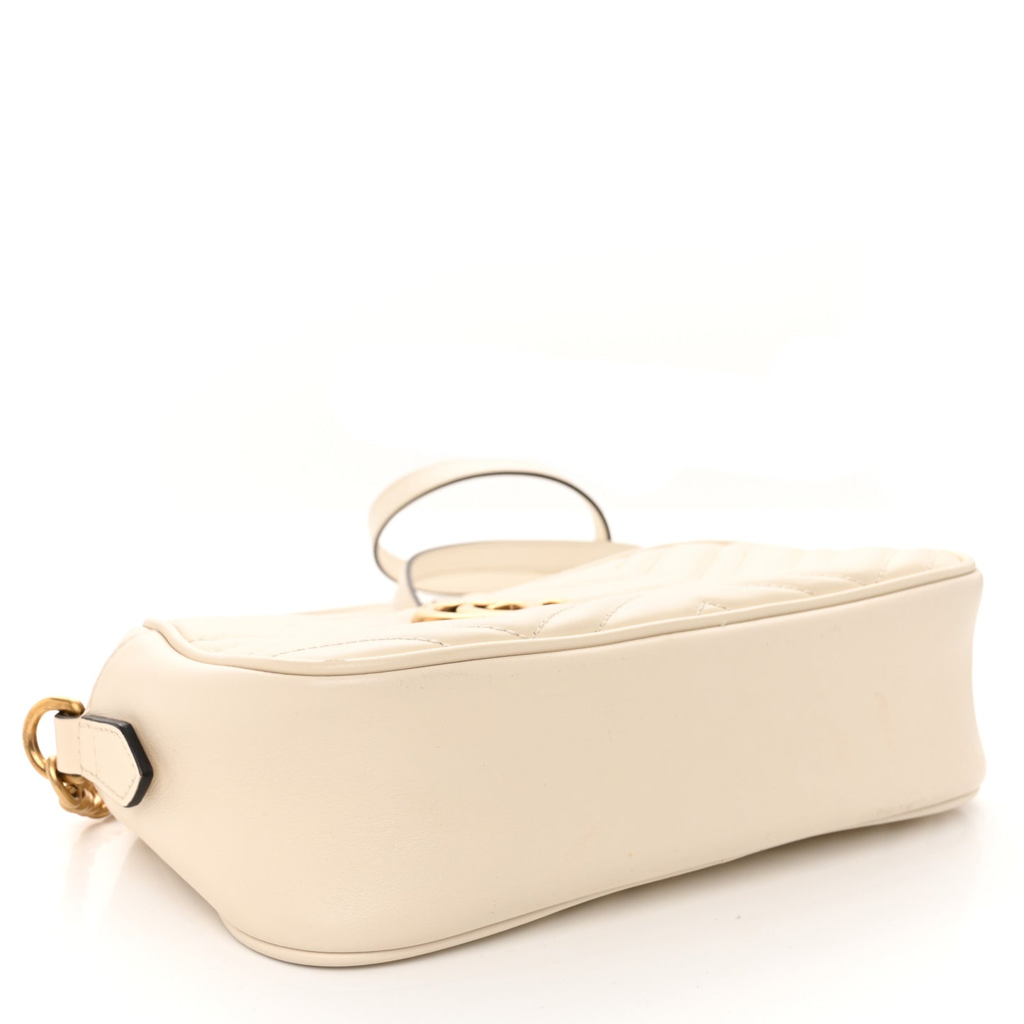Calfskin Matelasse Small GG Marmont Chain Shoulder Bag White