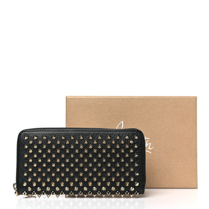 Christian Louboutin Calfskin Panettone Spiked Zip Around Wallet Black Gold 11 of 11