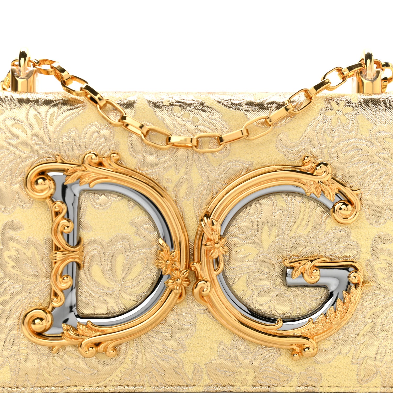 Dolce & Gabbana Brocade DG Girls Shoulder Bag Gold 7 of 9