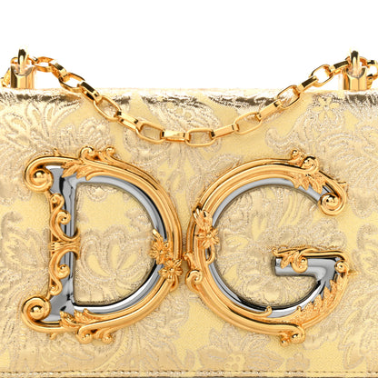 Dolce & Gabbana Brocade DG Girls Shoulder Bag Gold 7 of 9