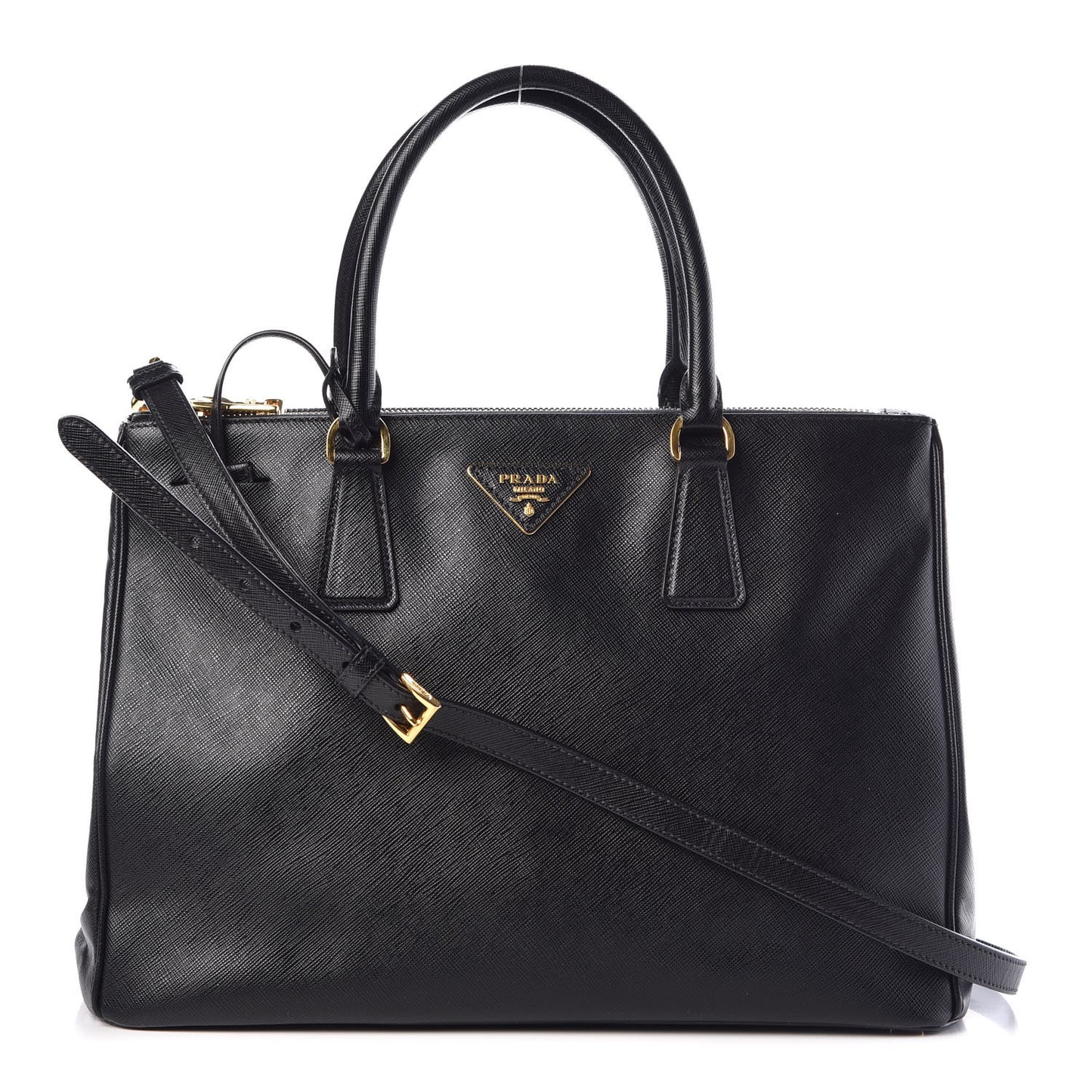 Saffiano Medium Galleria Double Zip Tote Black