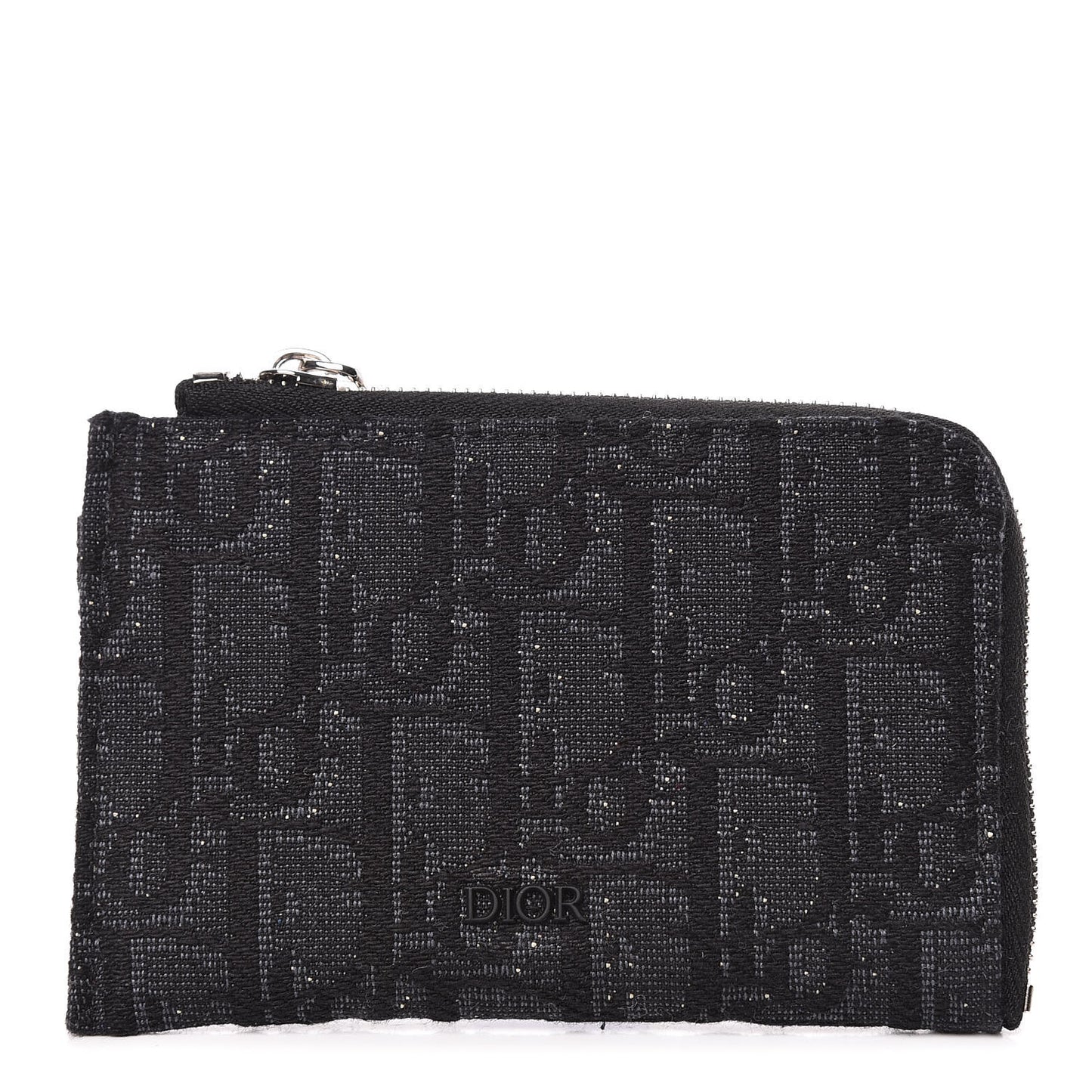 Oblique Zipped Card Holder Black