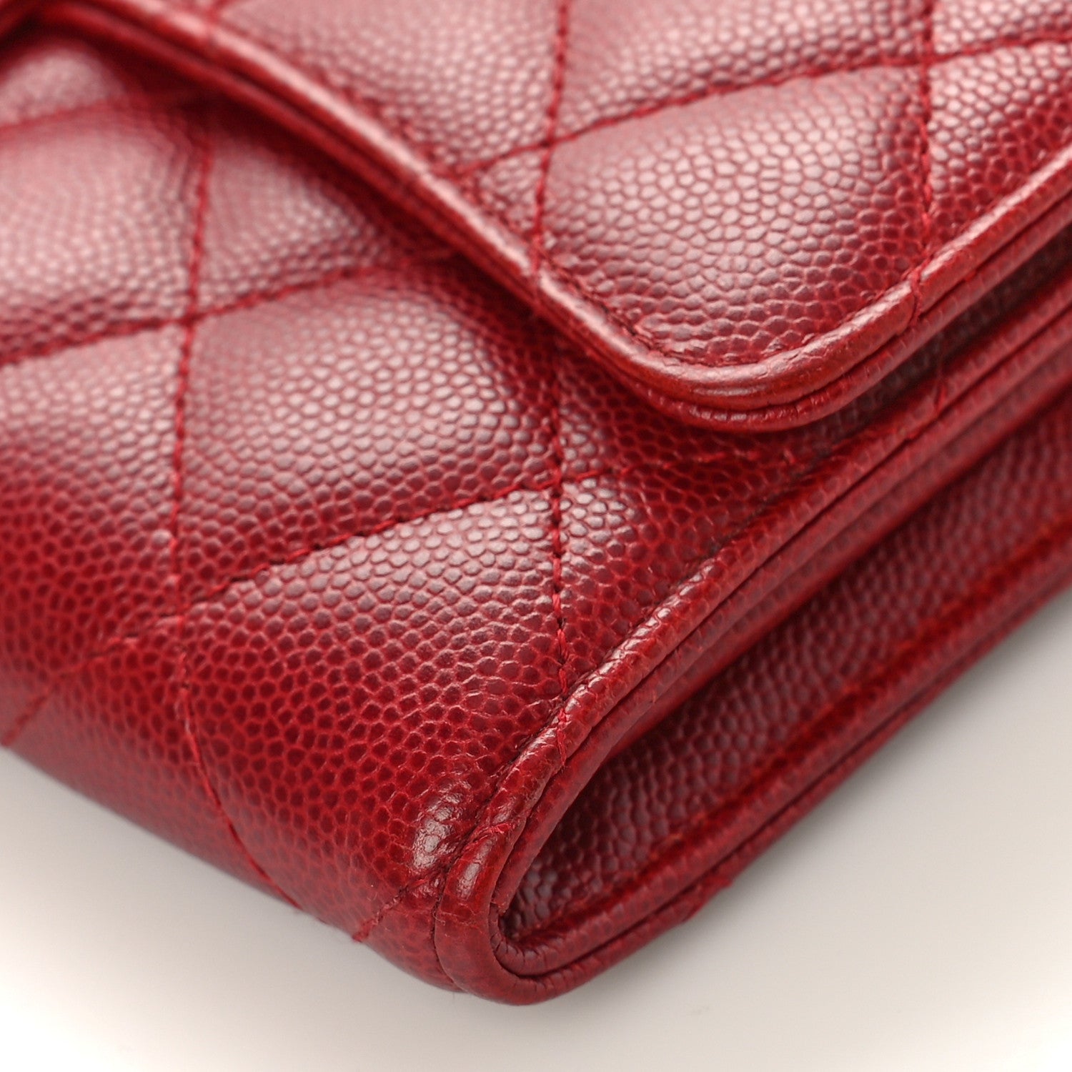 Chanel Caviar Quilted Large Gusset Flap Wallet Dark Red 8 of 11