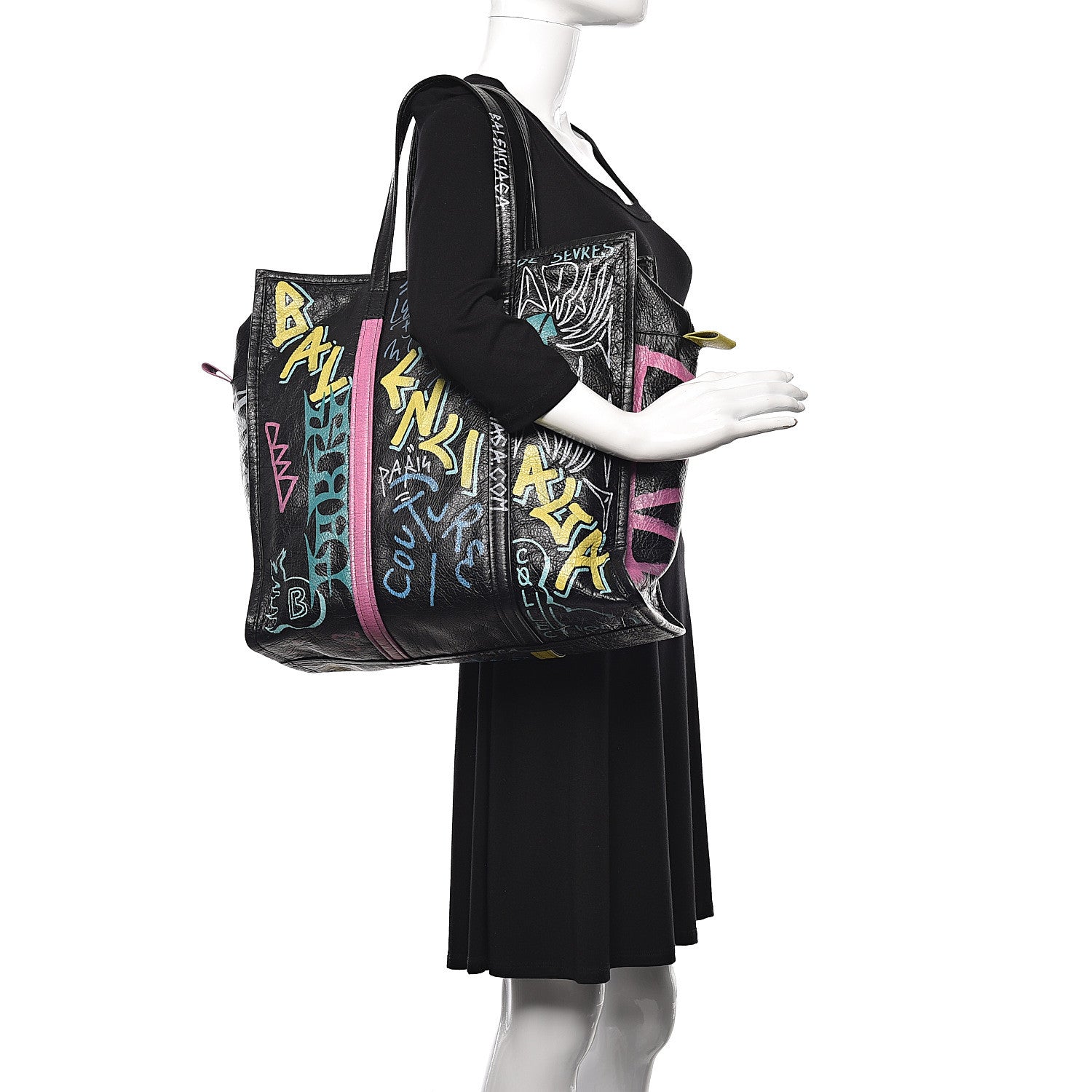 Balenciaga Agneau Arena Graffiti All Over Medium Bazar Shopper Tote Black Multicolor 2 of 11