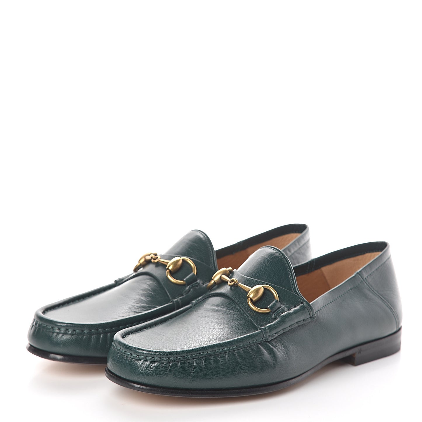 Goatskin Mens Horsebit Loafers 6.5 Verde Satin