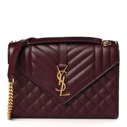 Saint Laurent Grain De Poudre Textured Mixed Matelasse Medium Triquilt Monogram Satchel Rouge Legion 1 of 11