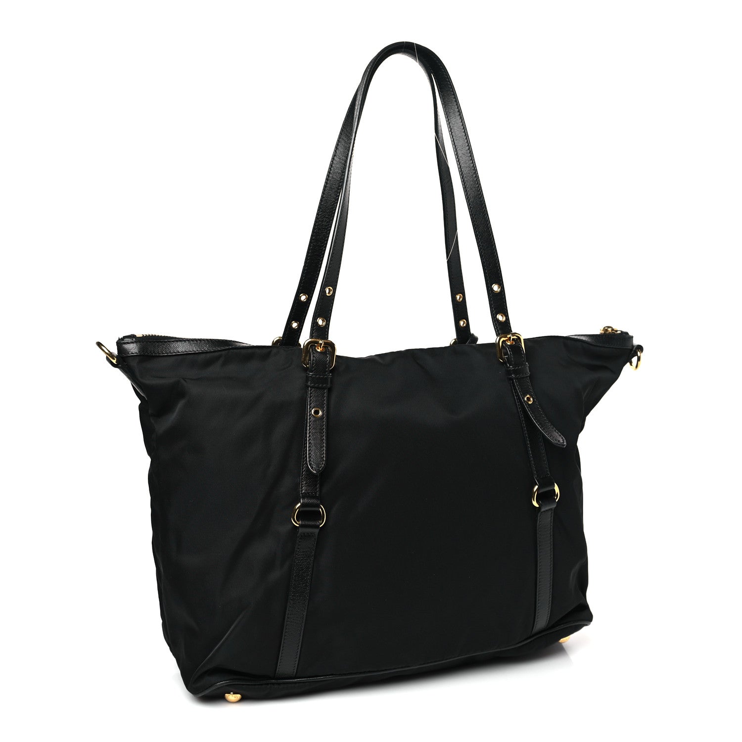 Prada Saffiano Tessuto Nylon Shopping Tote Black 3 of 8