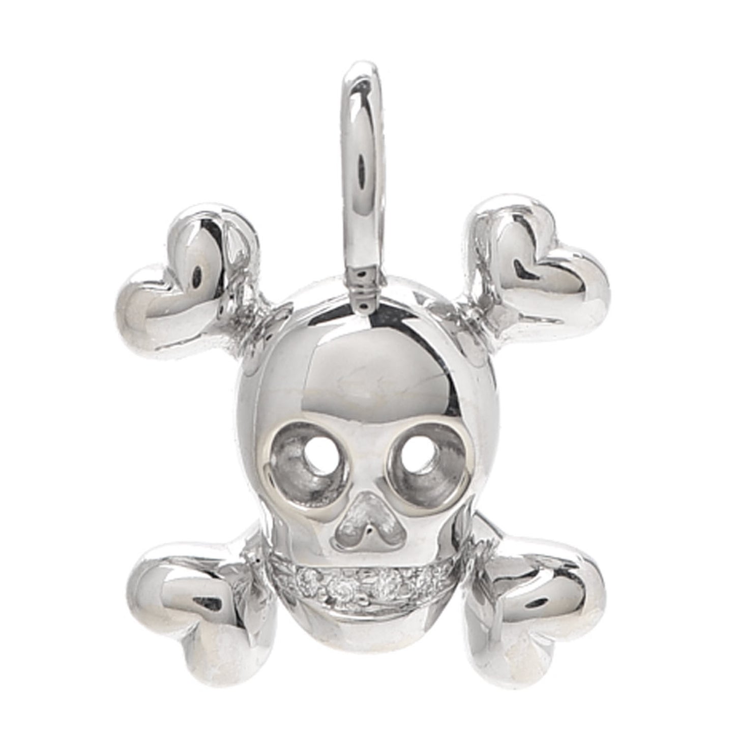 18K White Gold Diamond Tete de Mort Pendant