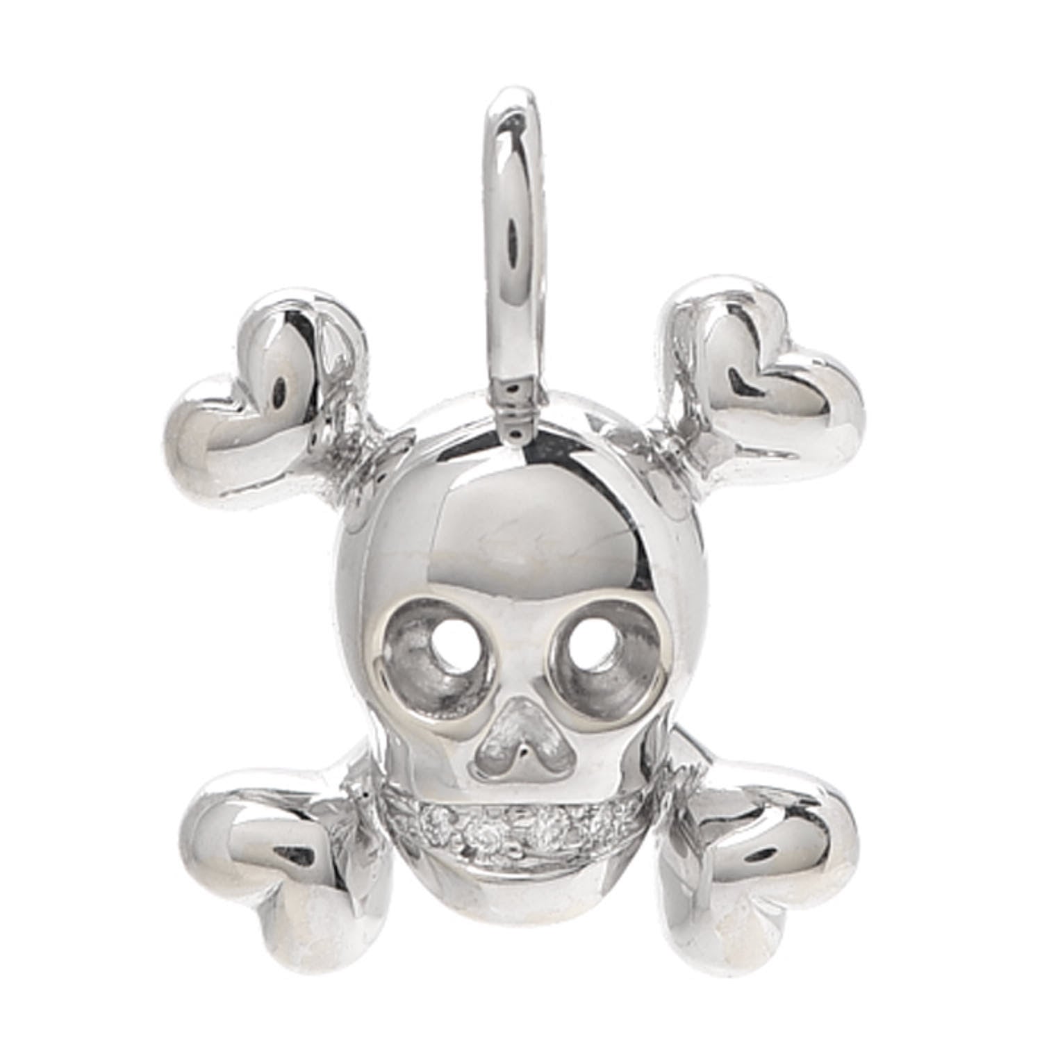 Christian Dior 18K White Gold Diamond Tete de Mort Pendant 1 of 3