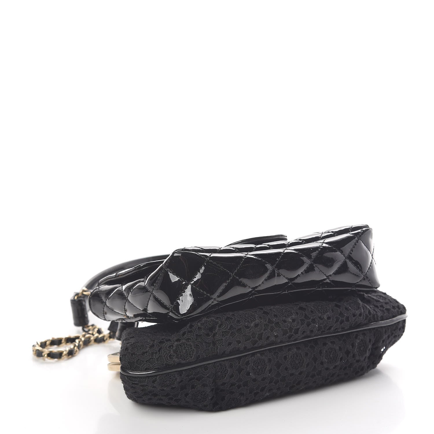 Chanel Patent Lace Mini Kiss Lock Double Bag Black 5 of 13