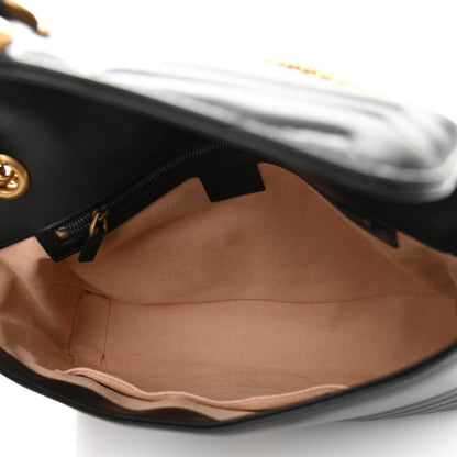 Gucci Calfskin Matelasse Medium GG Marmont Shoulder Bag Black 5 of 10