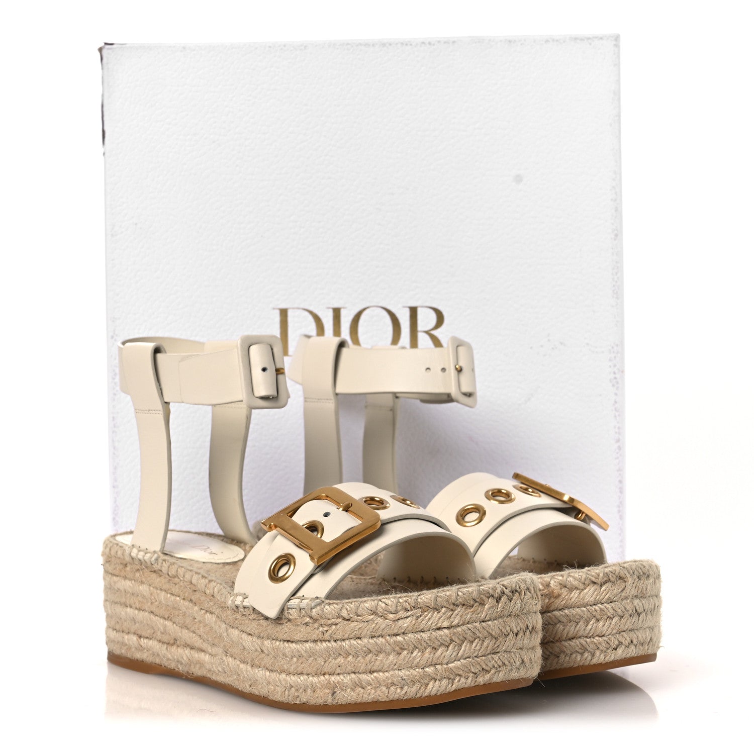Christian Dior Calfskin D-Dior Espadrille Platform Sandals 40 Off