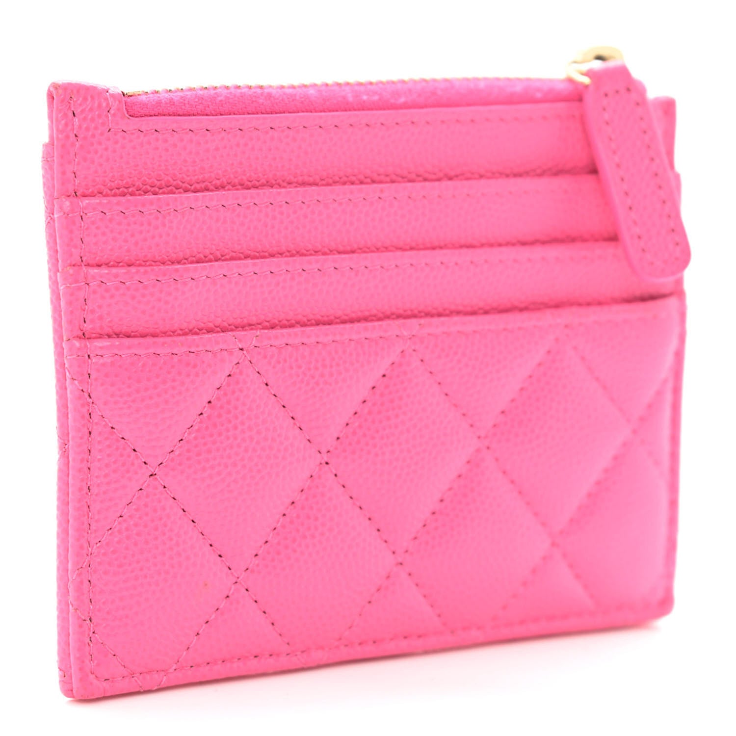 Chanel Caviar Quilted CC Zip Card Holder Pink 3 of 9