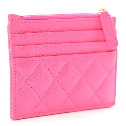 Chanel Caviar Quilted CC Zip Card Holder Pink 3 of 9