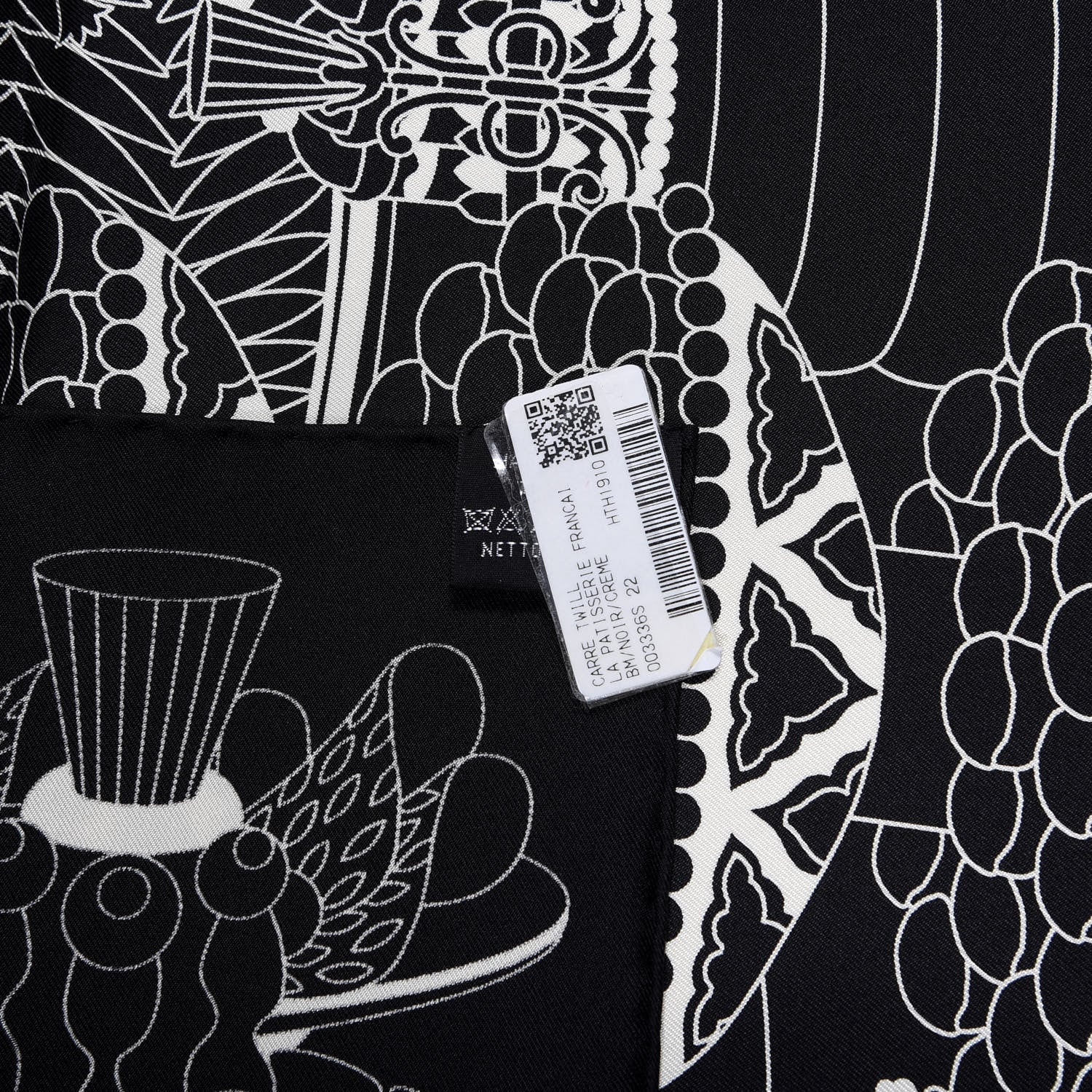Hermes Silk La Patisserie Francaise Scarf 90 Black Creme 5 of 5