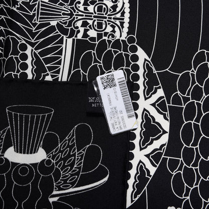 Hermes Silk La Patisserie Francaise Scarf 90 Black Creme 5 of 5