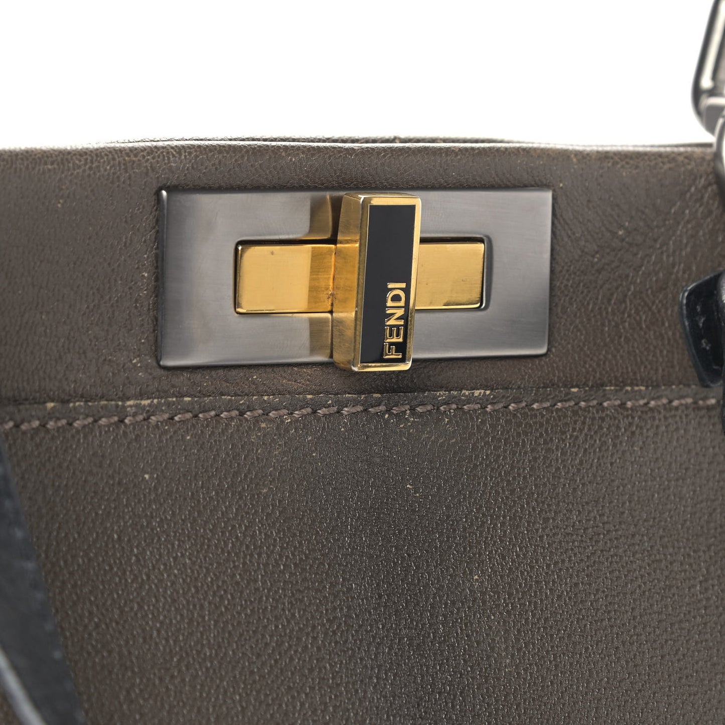 Goatskin Zucca Medium Peekaboo Iconic Satchel Grigio Tobacco Moro