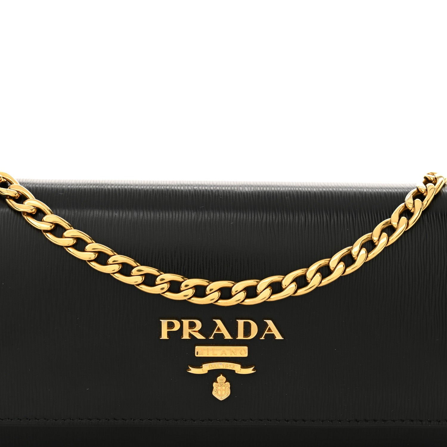Prada Vitello Move Metal Oro Chain Wallet Black 7 of 10