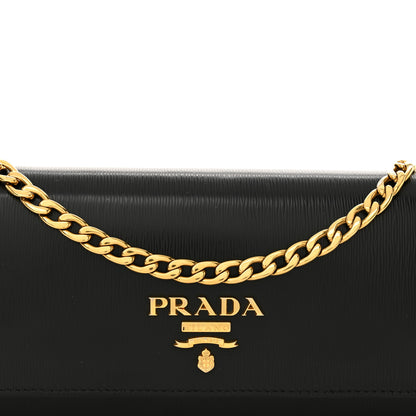 Prada Vitello Move Metal Oro Chain Wallet Black 7 of 10