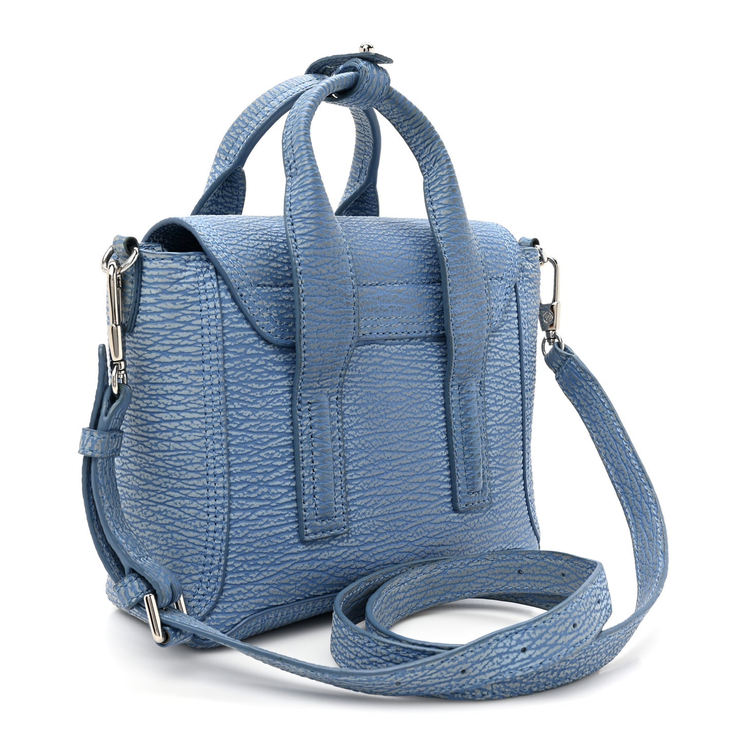 Textured Calfskin Mini Pashli Satchel Blue Ivory