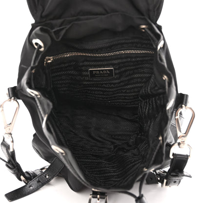 Prada Nylon Vela Saffiano Drawstring Shoulder Bag Black 5 of 11