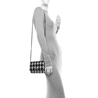Chanel Tweed Quilted Wallet On Chain WOC Black Ecru White 2 of 12