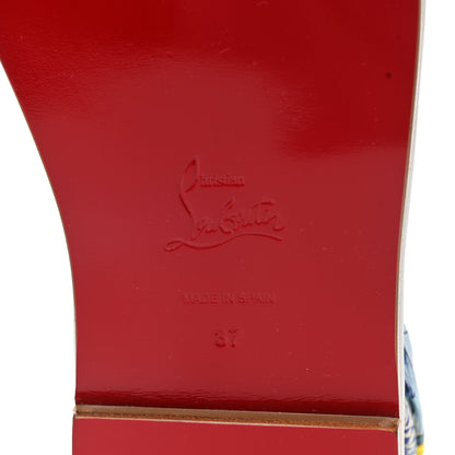 Christian Louboutin Nappa Crepe Satin Spetsos Flat Sandals 37 Bianco Multicolor 6 of 10