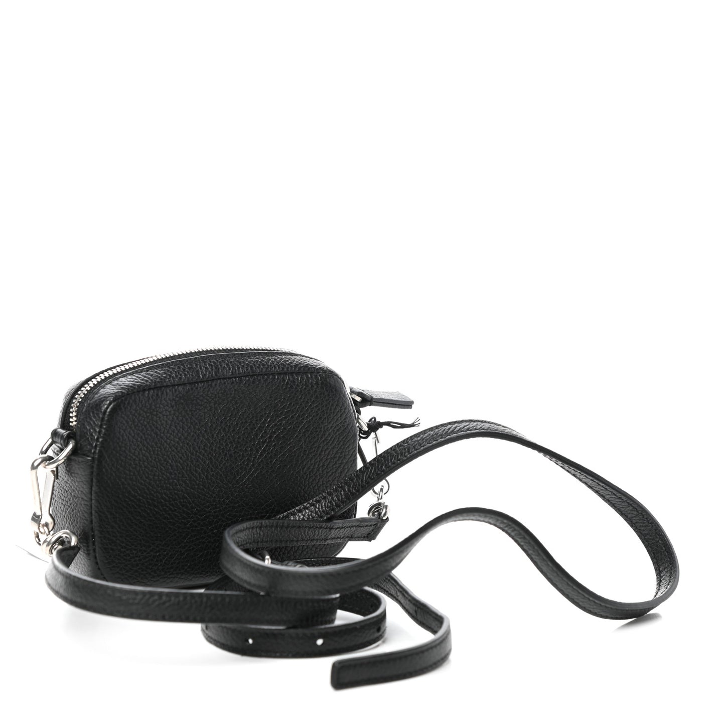 Grained Calfskin Logo Mini Cash Crossbody Pouch Black White